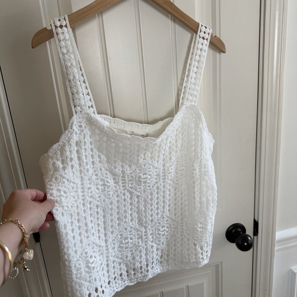 NWT La Blanca Resort Wear Waverly Covers Over The Shoulder Tank Top Ivory Size L - Picture 7 of 10